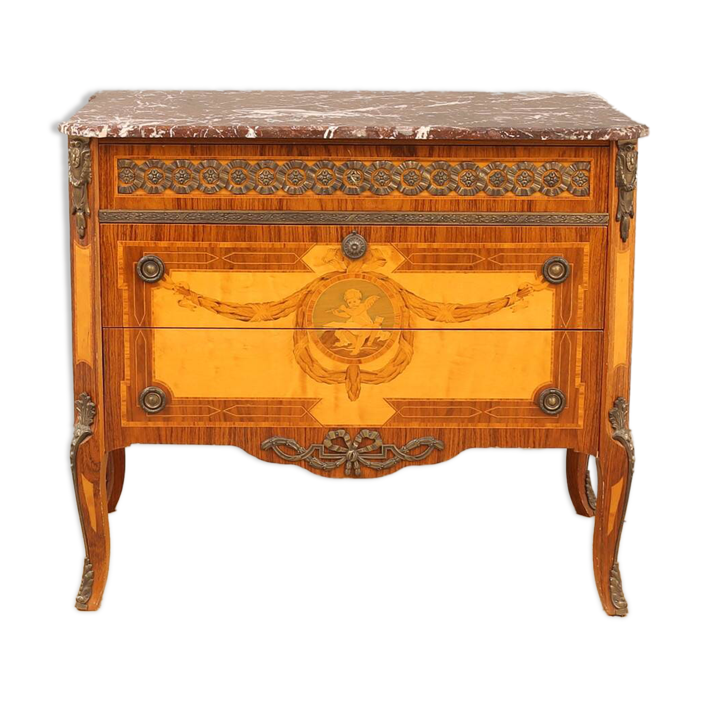 Gustavian Style Chest of Drawers with Intarsia Decor