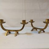 Pair of brutalist candlesticks in solid brass - 1960s