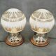 Pair of Italian Etched Glass, Chrome and Wood Table Lamps, 1950s