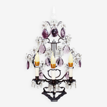 Large “Girandole” table lamp with crystal pendants