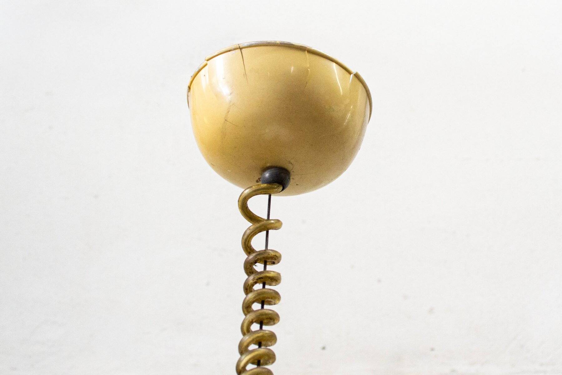 Floral pendant lamp in yellow Murano glass by Leucos, 1970s.