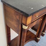 Pair of empire consoles in mahogany and 19th century marble