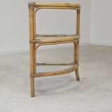 Rattan and glass corner shelf 1970