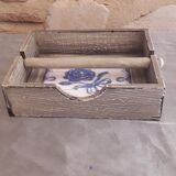 Grey patinated wooden top, ceramic bottom, for napkins/paper napkins