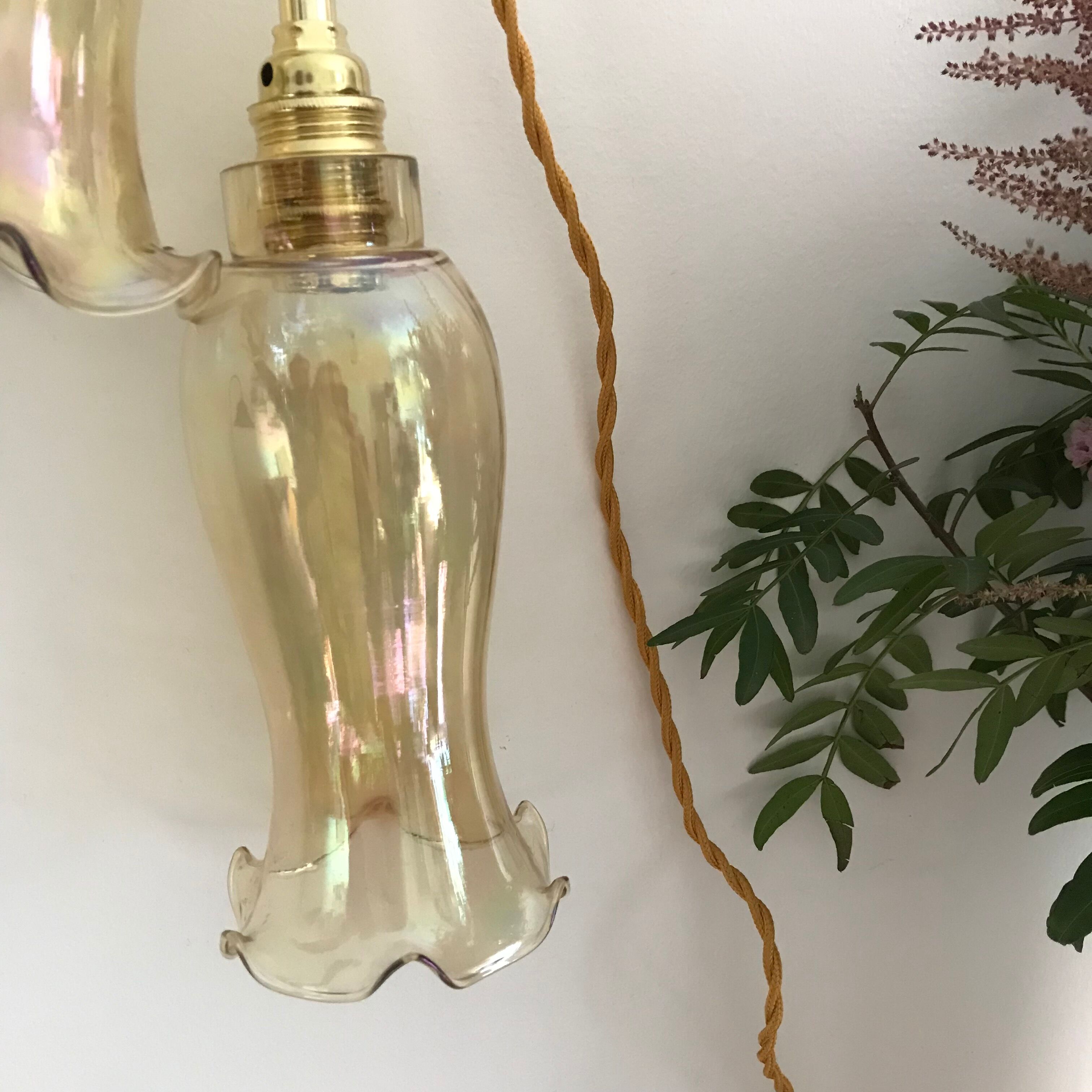 Vintage amber glass lamp