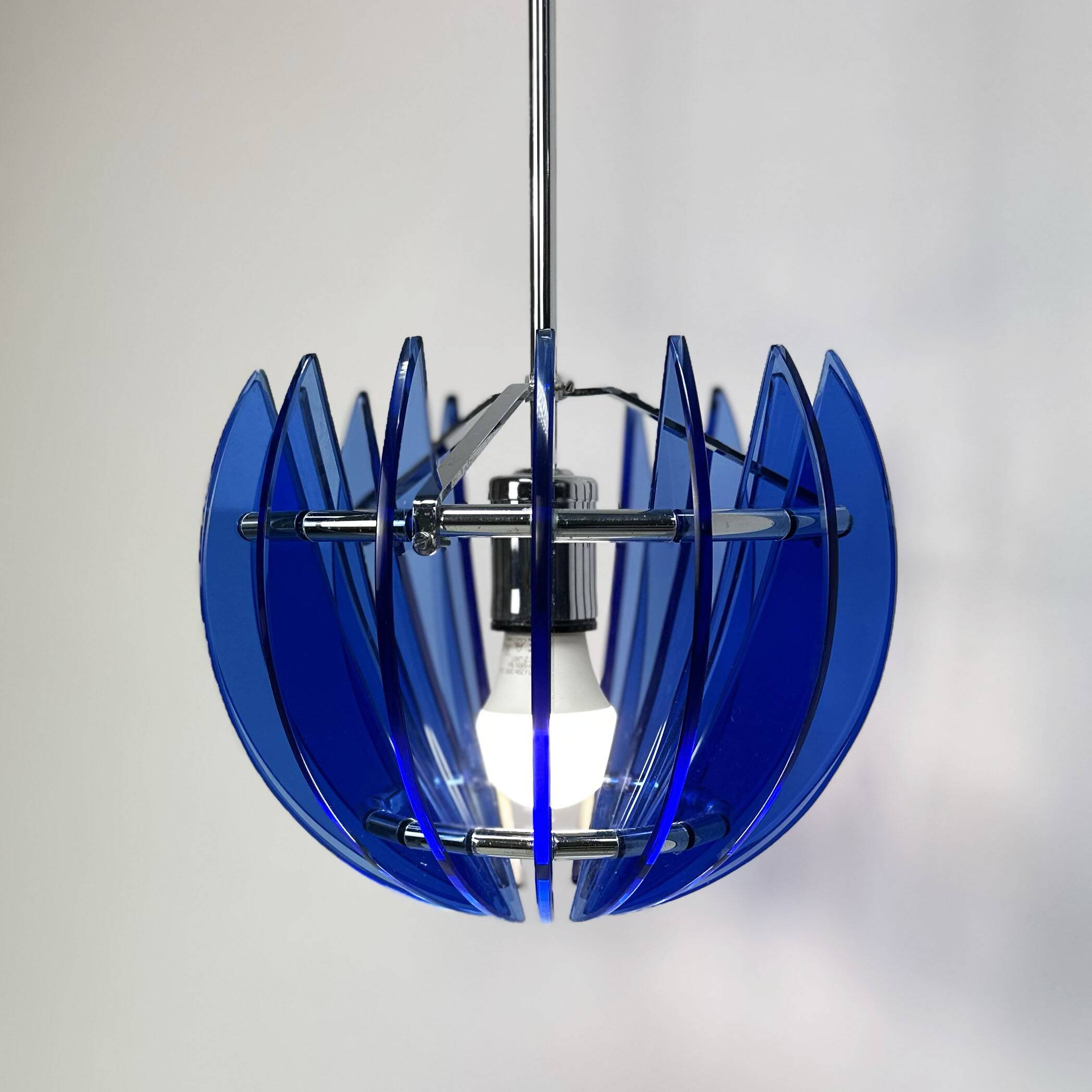 Vintage blue Murano pendant lamp by Veca