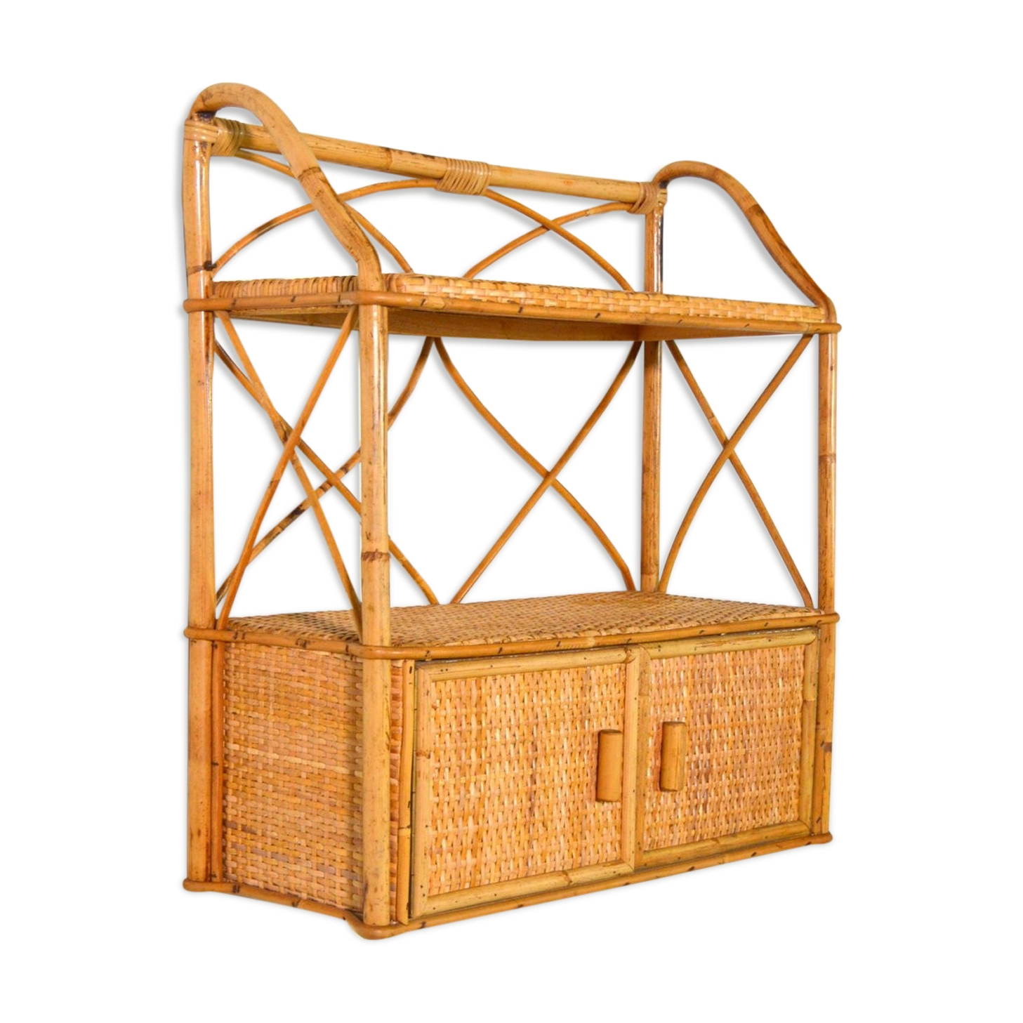 Bamboo shelf and vintage rattan 1960s