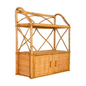 Bamboo shelf and vintage rattan 1960s