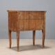 Antique baroque bedside table in walnut and maple, Italy, 18th century.