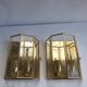 Pair of wall sconces in gold-plated brass with bevelled glass, Italian.