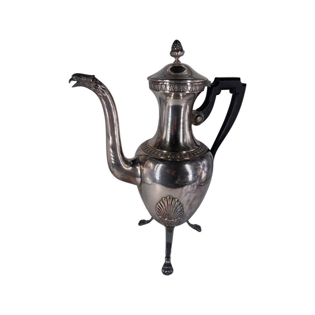 Empire style coffee and tea service in silver metal. Marked RM for Roux-Marquiand 20th century