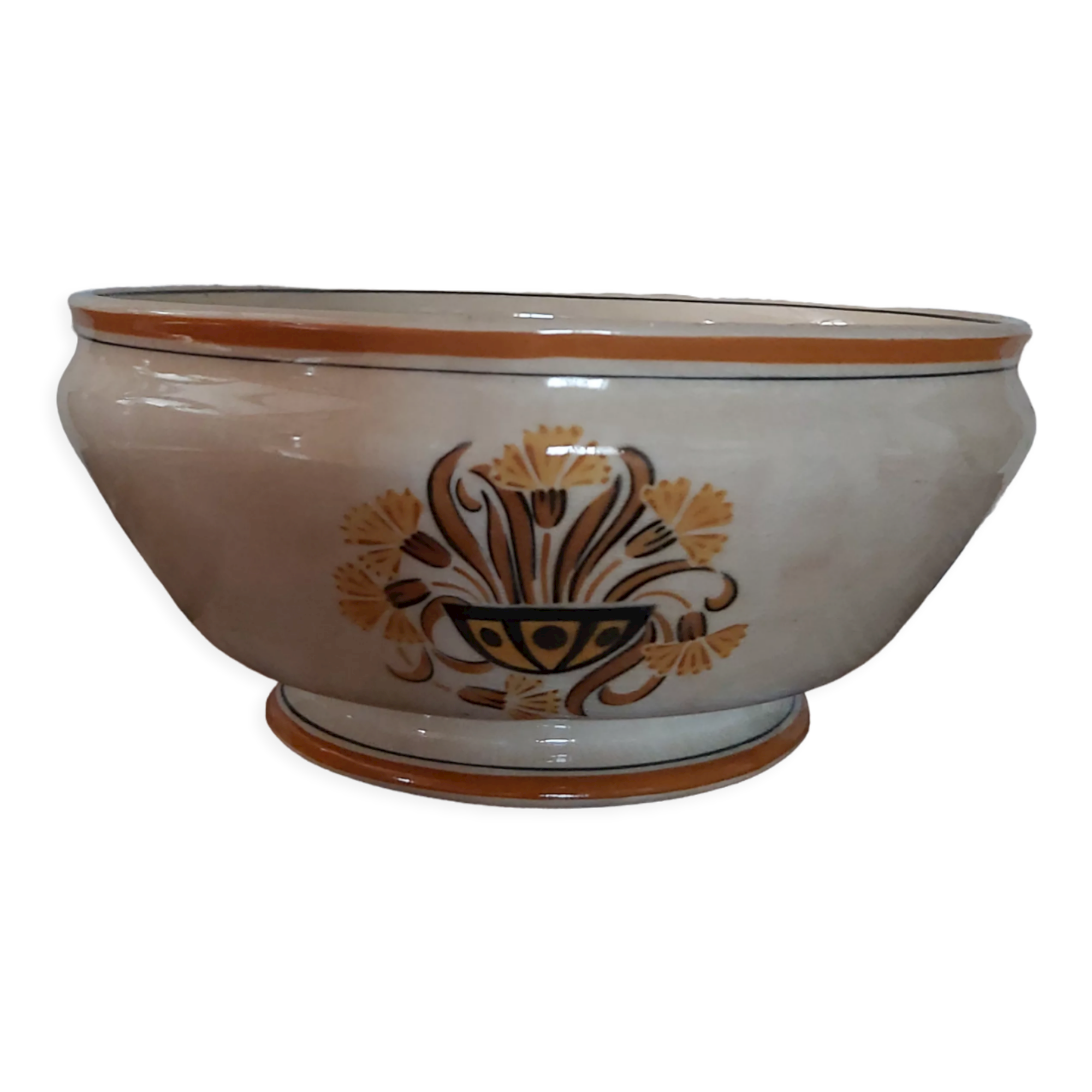 Salad bowl Creil and Montereau pattern Carnations