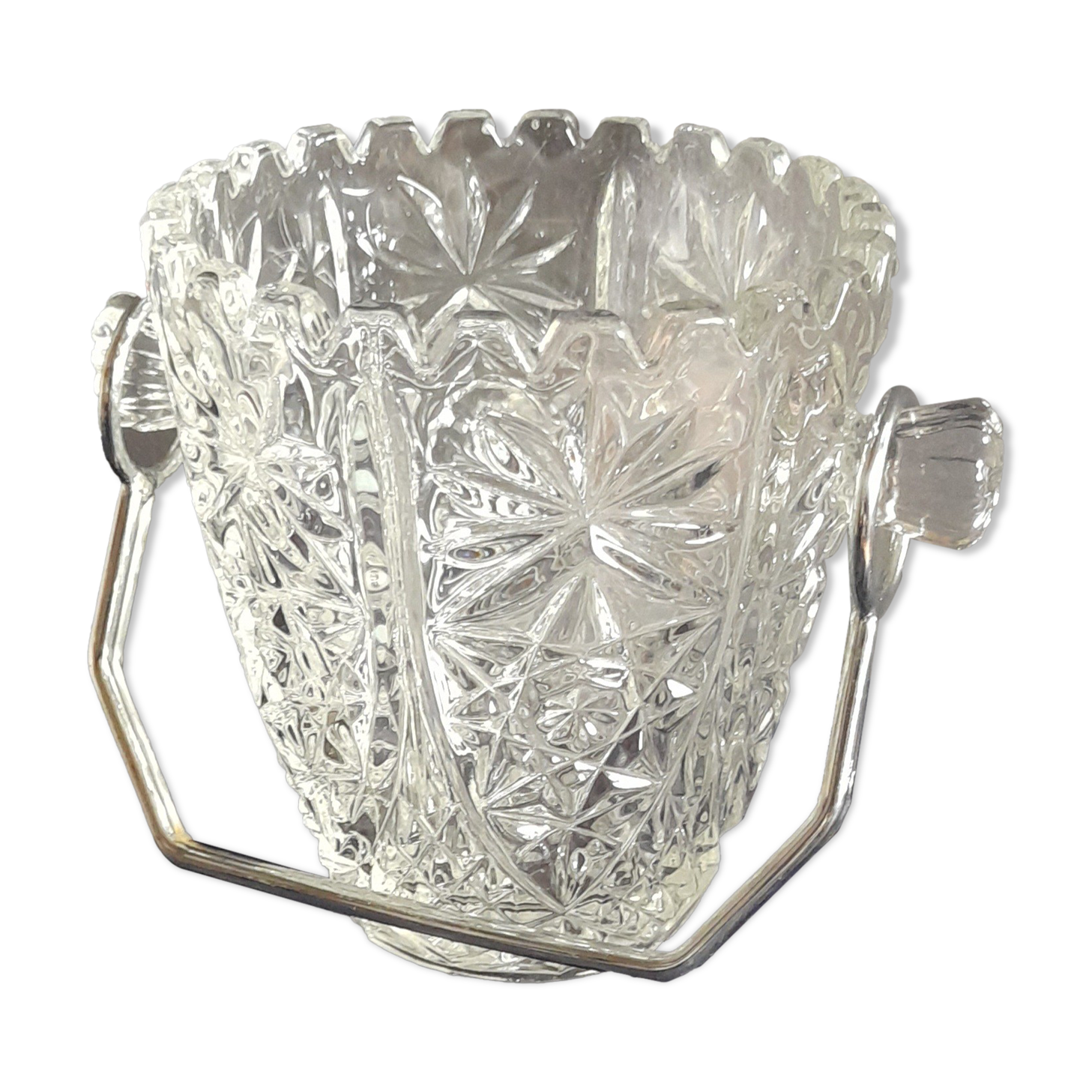 Chiseled crystal ice bucket from Buder crystal vintage