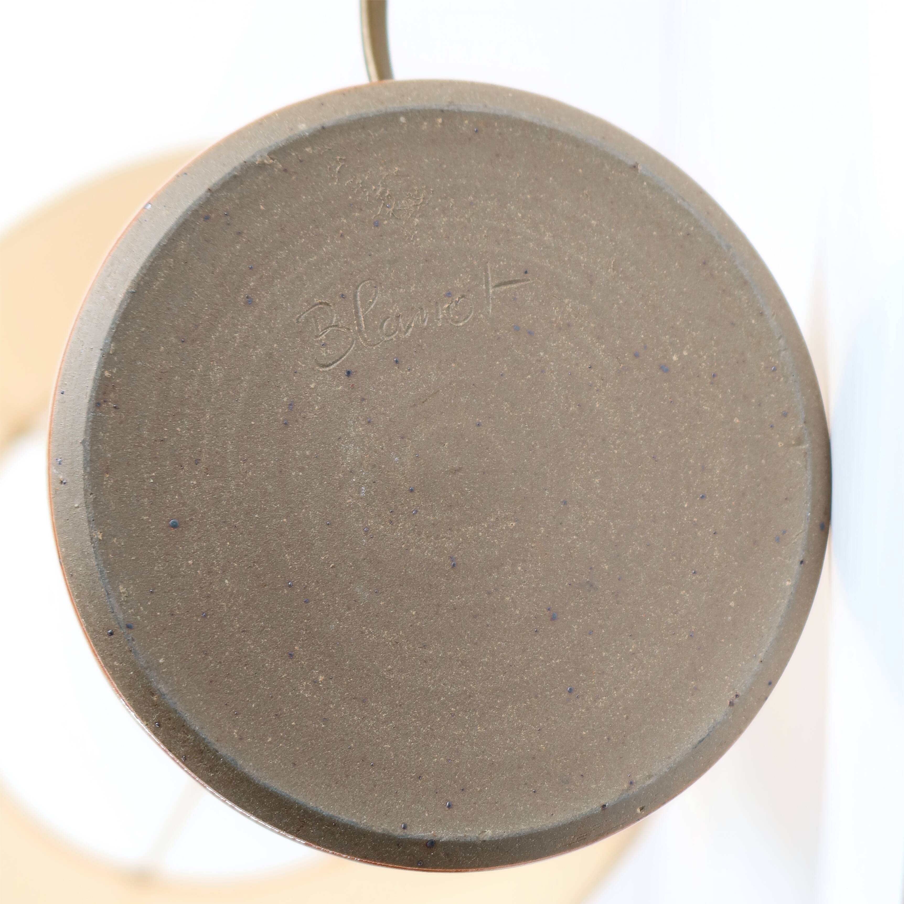 Handcrafted sandstone lamp signed Blanot, circa 1970