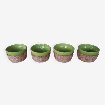 Set of 4 ceramic wicker bowls