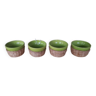 Set of 4 ceramic wicker bowls