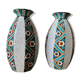 Pair of art deco vases in Sarreguemines earthenware