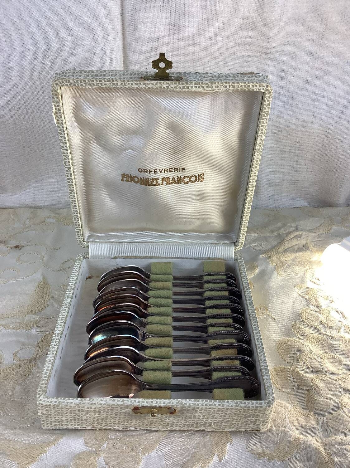 Box of 12 old spoons
