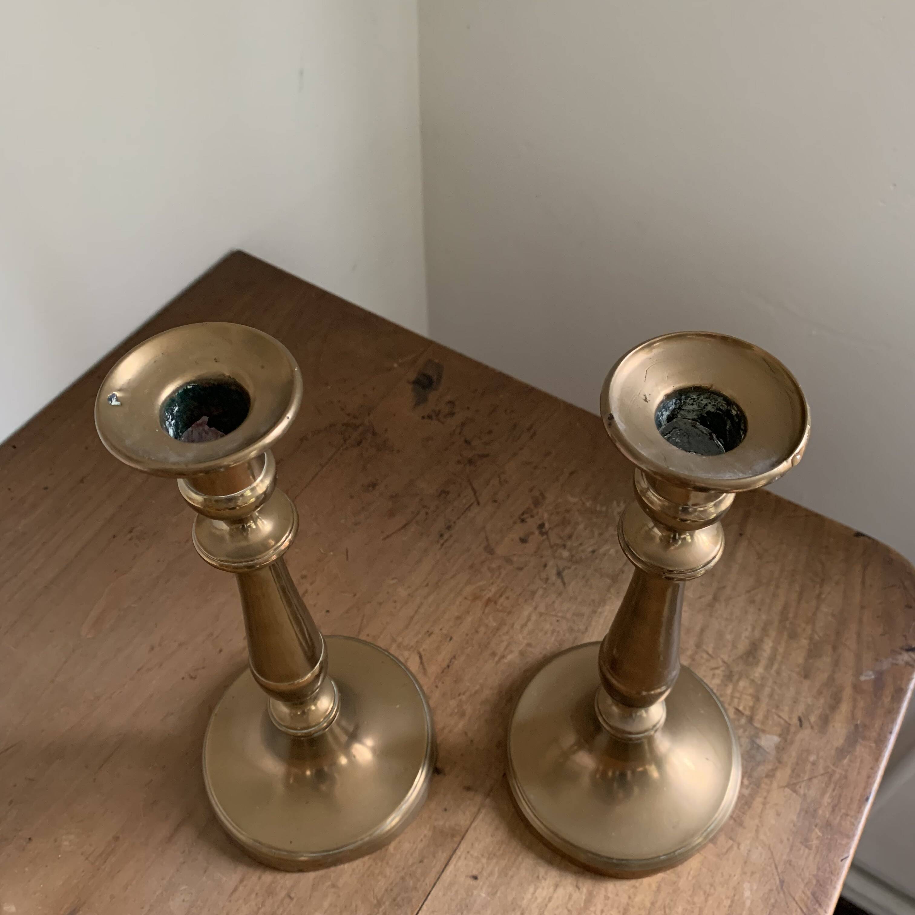 Pair of brass candlesticks 28 cm