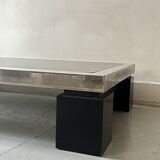 Black & brushed chrome coffee table in the style of Willy Rizzo, design 1970