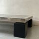 Table basse noire & chrome brossé dans le gout de Willy Rizzo, design 1970