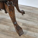 Coffee table in walnut with maple inlays and wheels
