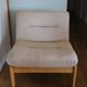 Pair of wood and fabric lounge chairs, 1980