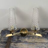 Paire d’appliques doubles dorées