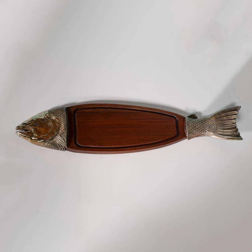Vintage wooden presentation platter, fish platter.
