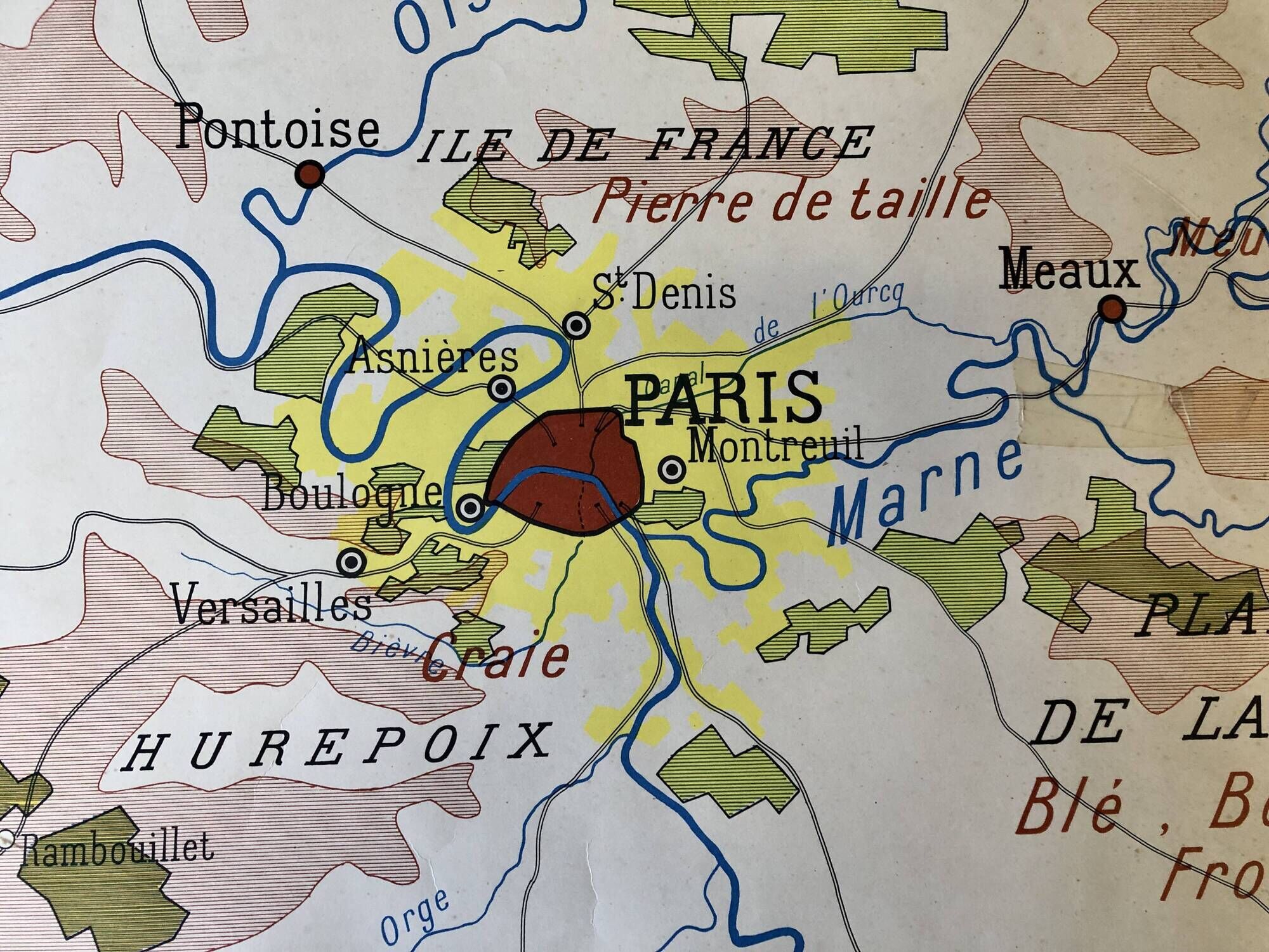 Ancienne carte de Paris et sa région années 50