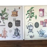 2 metal plates "coffee & tea"