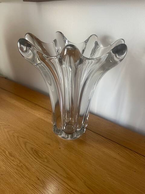 Large crystal vase.