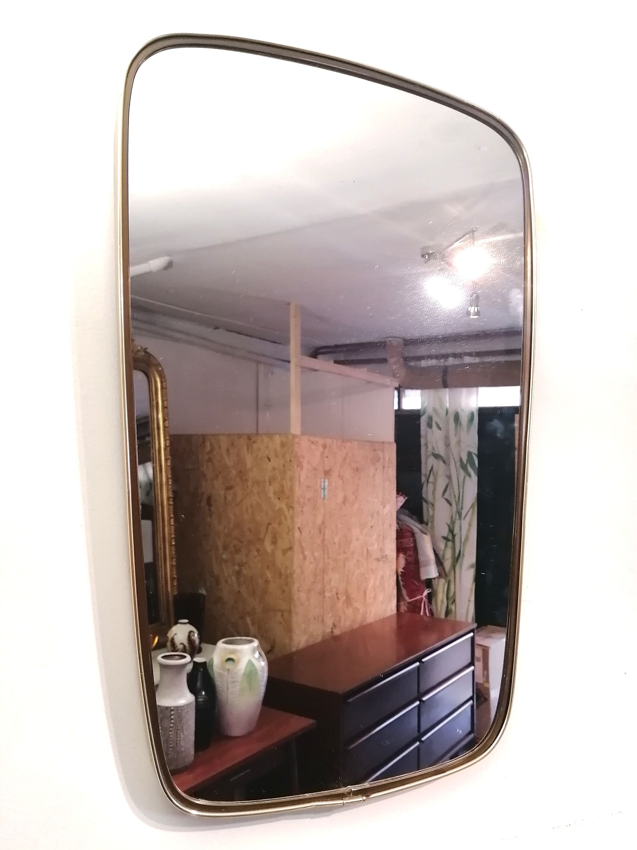 50s brass mirror - 57x36cm