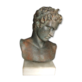 Greek bust in terracotta with bronze patina