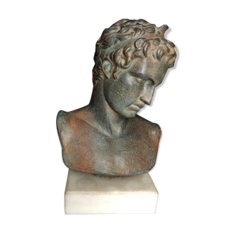 Greek bust in terracotta with bronze patina
