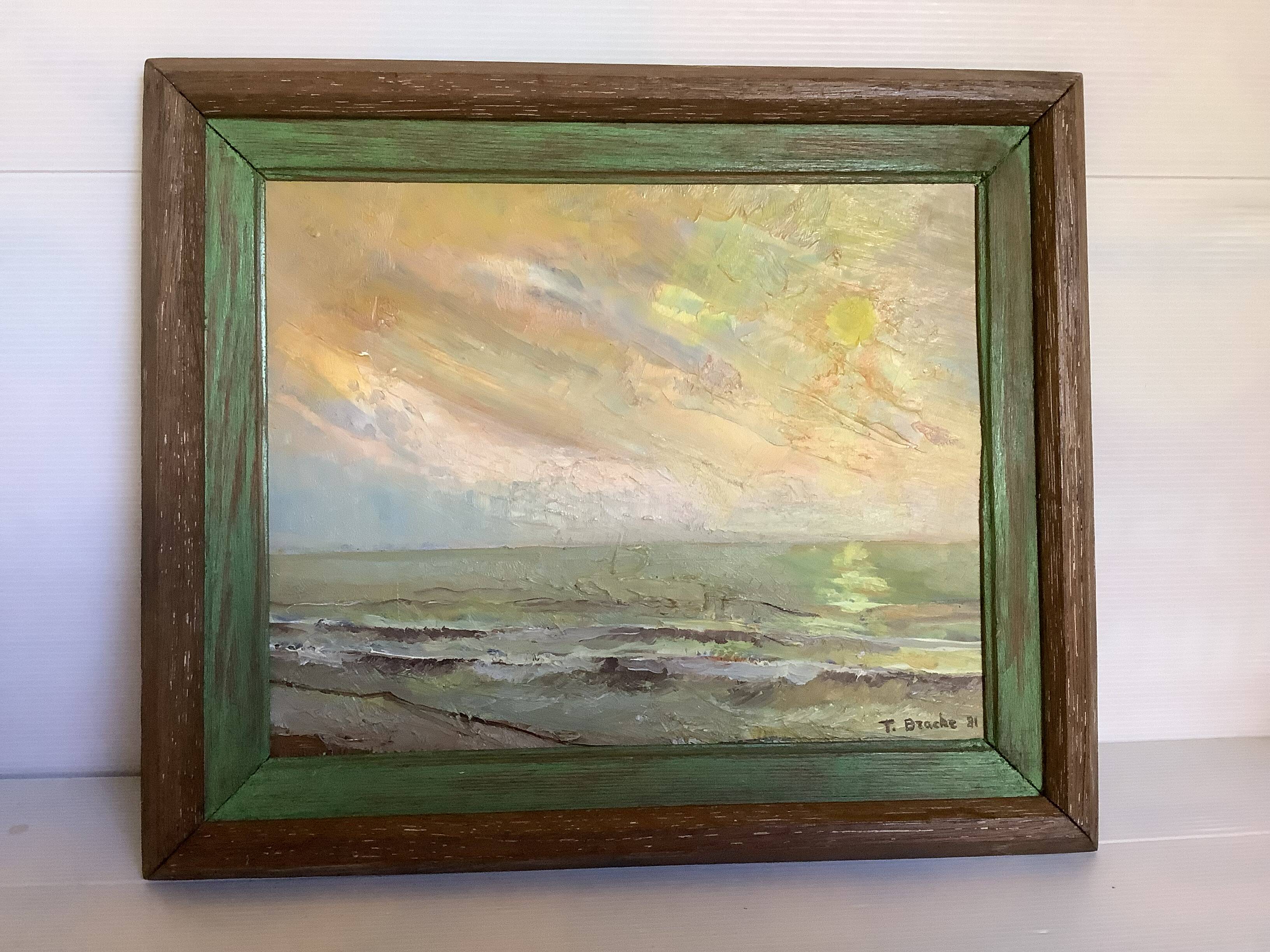 Signed marine painting on hardboard