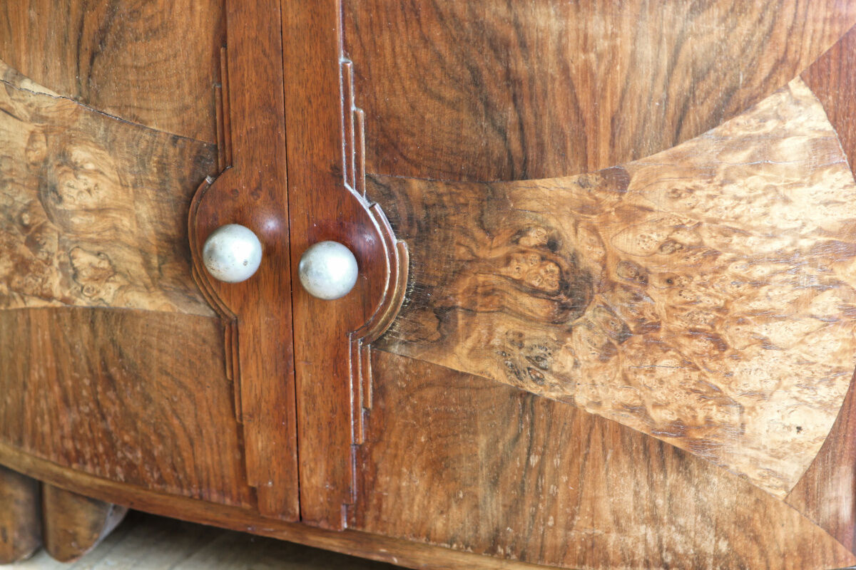 Bedside, art deco side table in precious wood