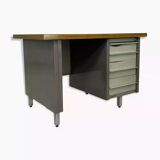 1950s industrial desk in metal and wood Remington Rand Fran