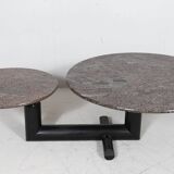 Sculptural coffee table in granite and wood, Italy 1980s.