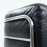 Zanotta onda black leather lounge chair, Italy 1980s