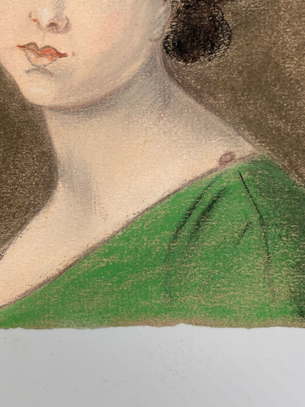 Pastel portrait young girl on paper XXth frame XlXeme