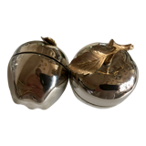 Product Popup Noel 22 Apple Box in silver metal and gilded brass