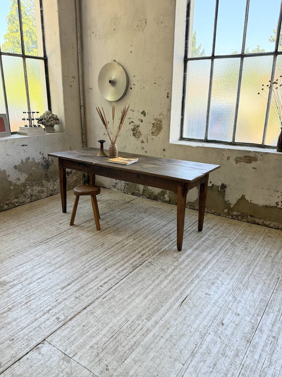 1950s oak farmhouse table with spindle legs