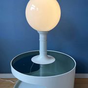 White Space Age table lamp Woja Holland with opal glass shade