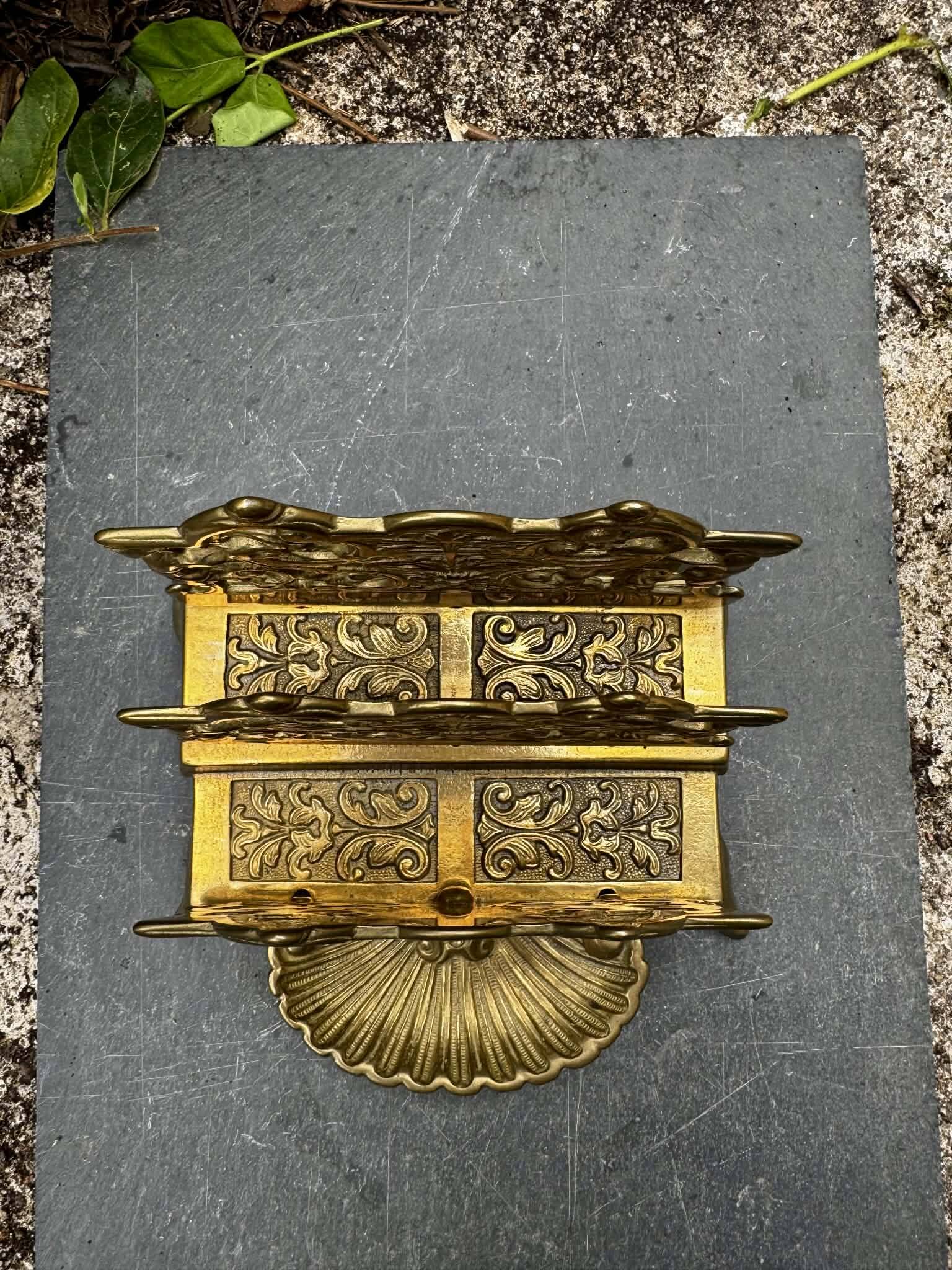 Brass magazine and letter holder in Louis XV baroque style.