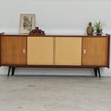 4-door sideboard in light beige and German wood from the 60s