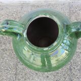 Antique glazed green terracotta oil jar, late 19th century.