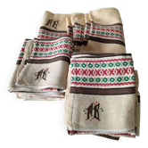 Tablecloth and 12 monogrammed MB napkins – vintage Basque linen