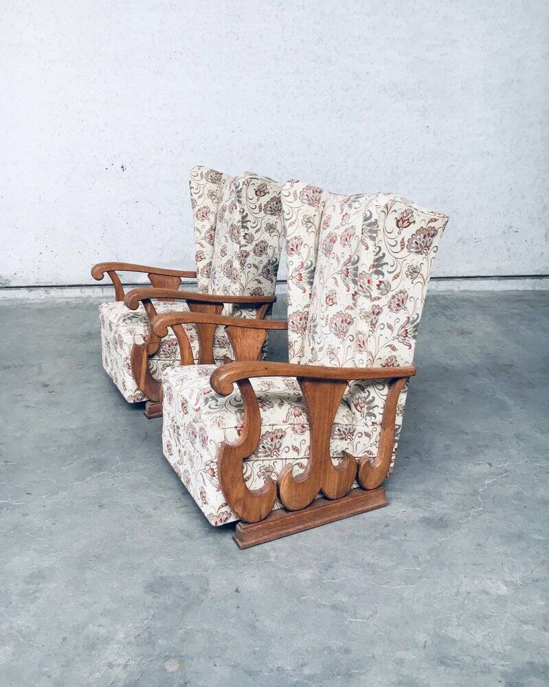 Set of High Wing Back Armchairs, 1900s