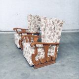 Set of High Wing Back Armchairs, 1900s